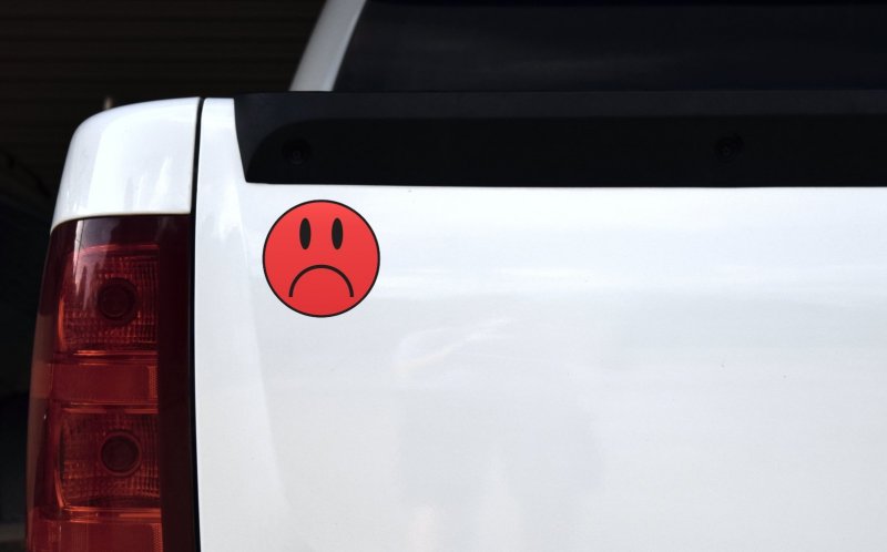 Stickertalk Sad Face Vinyl Sticker Inches By