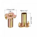 Uxcell M6x20mm T-nuts 4 Pronged Tee Nut Carbon Steel Threaded Inserts For Wood 24pcs