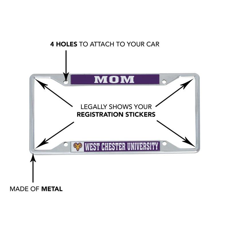 Desert Cactus West Chester University Metal License Plate Frame For Front Or Back Of Car Officially Licensed Mom