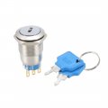 Uxcell 19mm Mounting Thread Waterproof Flat Round Spdt 1no 1nc Latching Stainless Steel Metal Key Switch With 2 Keys Ul