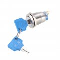 Uxcell 19mm Mounting Thread Waterproof Flat Round Spdt 1no 1nc Latching Stainless Steel Metal Key Switch With 2 Keys Ul