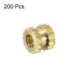Uxcell Knurled Insert Nuts 200pcs M2 X 3mm Length 3 2mm Od Female Thread Brass Threaded Embedment Nut For 3d Printer