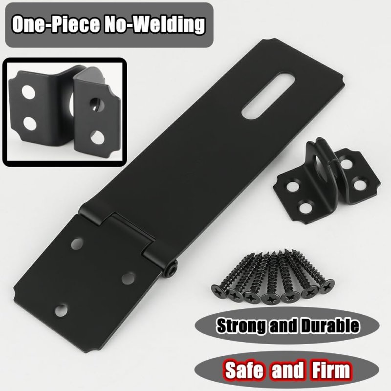 Alise Hasp Lock Door Hinge Padlock Black Clasp Latch Hinges For Doors 5 Inch Sus 304 Stainless Steel Chest Latches Ms700b-5c