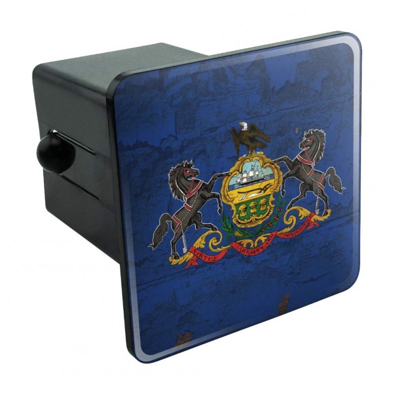 Rustic Pennsylvania State Flag Distressed Usa Tow Trailer Hitch Cover Plug Insert