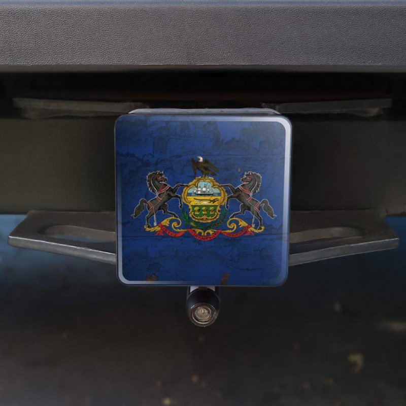 Rustic Pennsylvania State Flag Distressed Usa Tow Trailer Hitch Cover Plug Insert