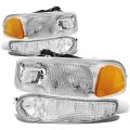 Auto Dynasty Headlights Assembly For 2001-2007 Gmc Sierra C3 Yukon Denali Xl 1500 4pcs Driver And Passenger Side Halogen 