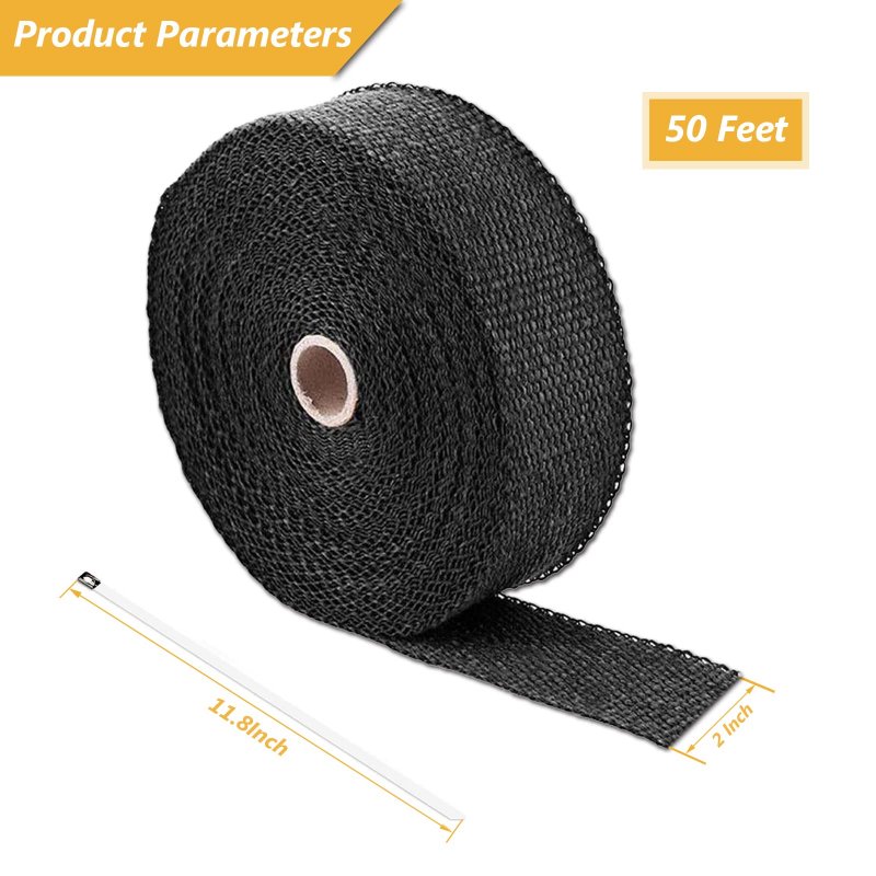 2 X 50 Exhaust Heat Wrap Roll Fiberglass For Motorcycle Manifold Header Pipe Tape Black Will Lose Color