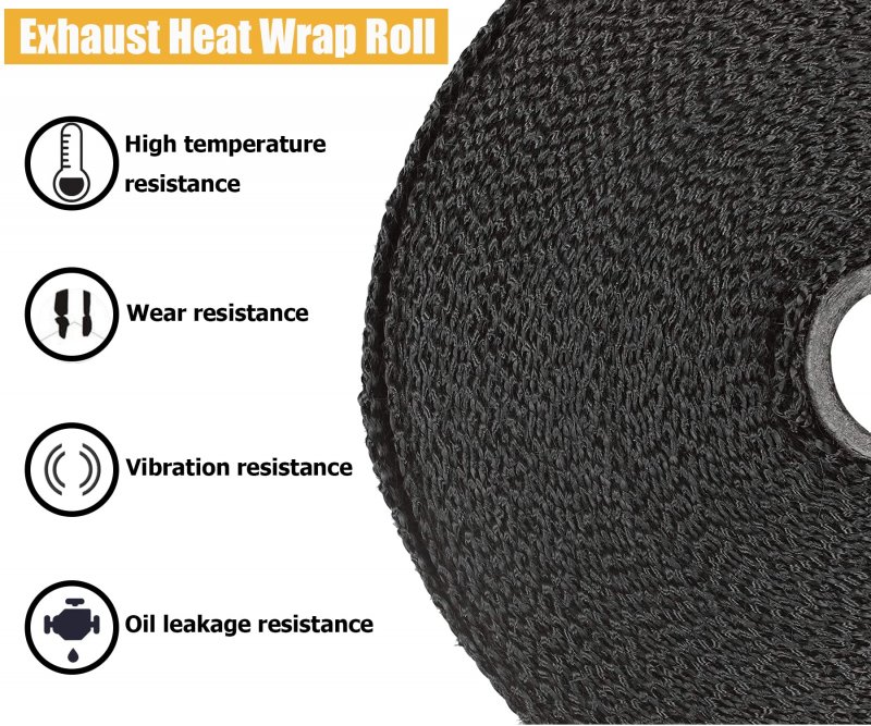 2 X 50 Exhaust Heat Wrap Roll Fiberglass For Motorcycle Manifold Header Pipe Tape Black Will Lose Color