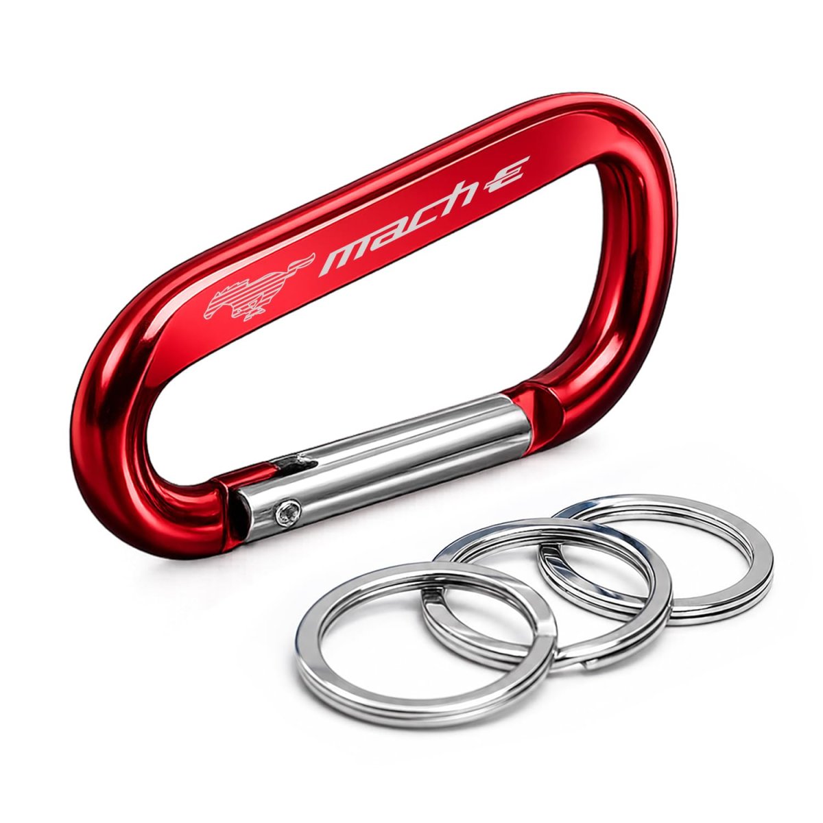 Ipick Image Officially Licensed Ford F-150 Lightning Laser-etched Red Metal Carabiner Keychain With Split Key Rings