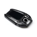 Premium Black Carbon Fiber Case Cover Compatible For 2017-2019 Bmw Touchscreen Display Key Fob Remote