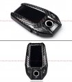 Premium Black Carbon Fiber Case Cover Compatible For 2017-2019 Bmw Touchscreen Display Key Fob Remote