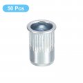 Uxcell M6 Rivet Nuts 50pcs Zinc Plated Carbon Steel Knurled Flat Head Threaded Insert