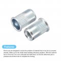 Uxcell M6 Rivet Nuts 50pcs Zinc Plated Carbon Steel Knurled Flat Head Threaded Insert