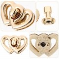 Gadpiparty 4pcs Luggage Double Heart Lock Handbag Hardware Purse Clip Clasp Replacement Antique Bag Turns Thumb Clutch Switch