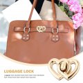 Gadpiparty 4pcs Luggage Double Heart Lock Handbag Hardware Purse Clip Clasp Replacement Antique Bag Turns Thumb Clutch Switch