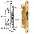 Sliding Glass Patio Door Mortise Latch With 45 Degree Keyway And Security Adaptor Plate 5-1 4 Screw Holes