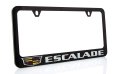 Cadillac Escalade With Crest Zinc License Plate Frame Glossy Black Finish 2 Hole 