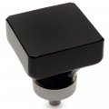 Cosmas 5 Pack 6377sn-x Satin Nickel Cabinet Hardware Square Knob With Black Glass 1-3 8 