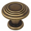 Cosmas 10 Pack 4122bab Brushed Antique Brass 3 Ring Cabinet Hardware Round Knob 1-1 4 Diameter 