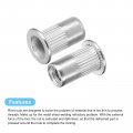 Uxcell 10-32 Rivet Nuts 40pcs 304 Stainless Steel Knurled Flat Head Threaded Insert For Metal Plastic