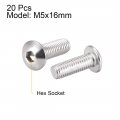 Uxcell M5x16mm Machine Screws Hex Socket Round Head Screw 304 Stainless Steel Fasteners Bolts 20pcs