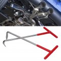 Exhaust Spring Puller Tool 2 Pieces Motorcycle Hook T Shaped Handle Pipe Installer Hooks With Rubber Coating For Dirt Bike 