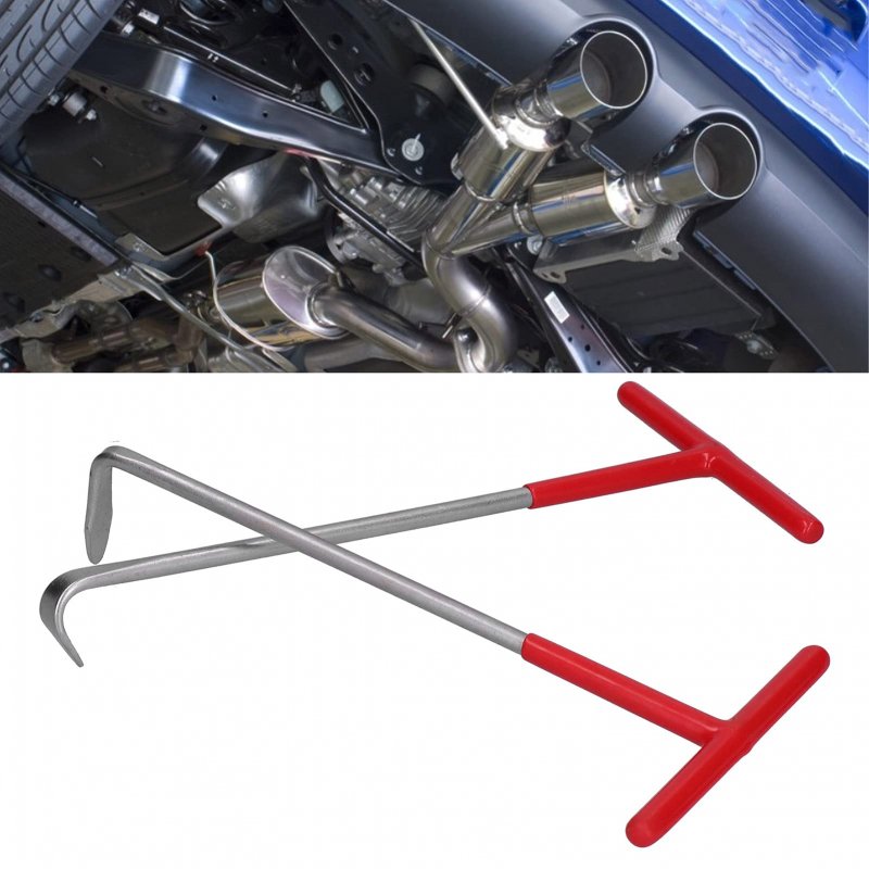 Motorcycle Exhaust Spring Puller Tool 2 Piece T Shaped Handle Hook With Rubber Coating For Dirt Bike Vehicle Brakes And Lawn