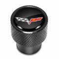 Ipick Image For Chevrolet Corvette C6 Logo In Black On Aluminum Tire Valve Stem Caps