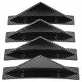 Kuafu 4pcs Universal Rear Bumper Lip Splitter Diffuser Shark Fins Spoiler Trim Covers Decoration Set Abs Plastic Carbon Fiber