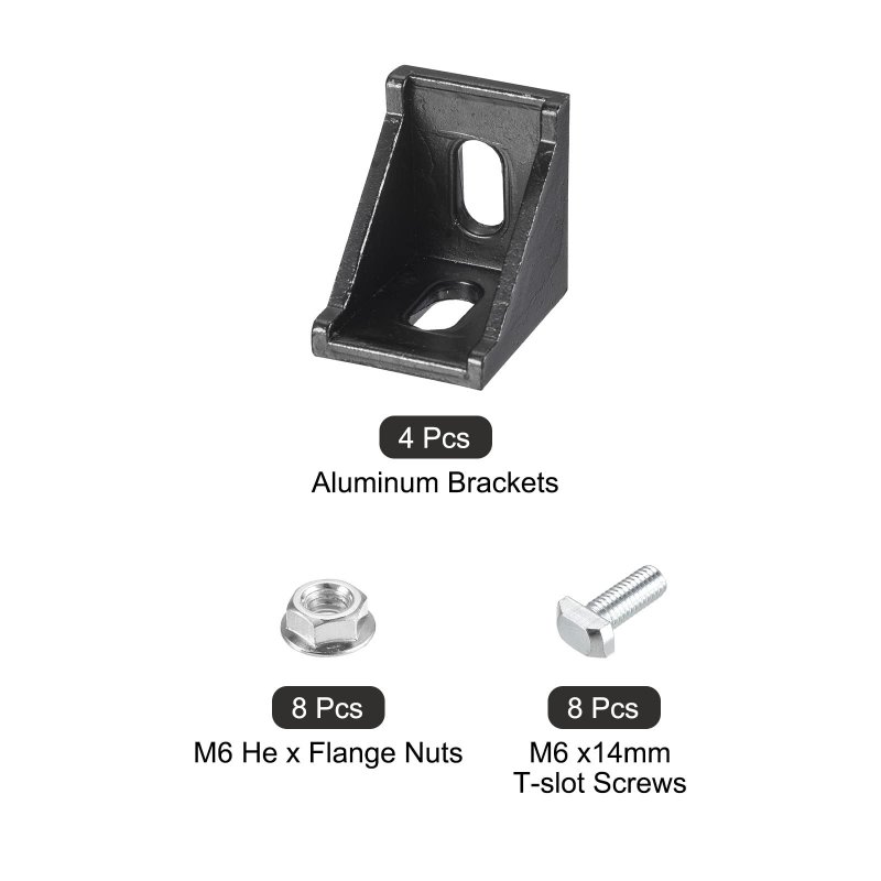 4set Inside Corner Bracket Gusset Kits 35x35x29mm 3030 Angle Connector For European Series Aluminum Profile Black 8 X Hex
