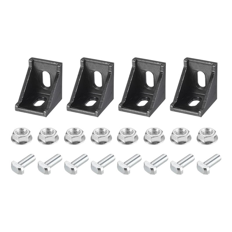 4set Inside Corner Bracket Gusset Kits 35x35x29mm 3030 Angle Connector For European Series Aluminum Profile Black 8 X Hex