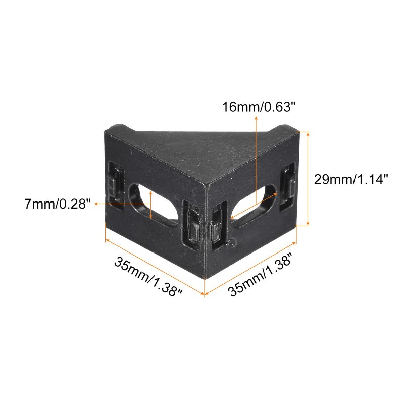 4set Inside Corner Bracket Gusset Kits 35x35x29mm 3030 Angle Connector For European Series Aluminum Profile Black 8 X Hex