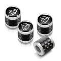 Dodge Demon In Black On Real Carbon Fiber Barrel Silver Premium Anodized Aluminum Tire Valve Stem Caps Set Of 4 