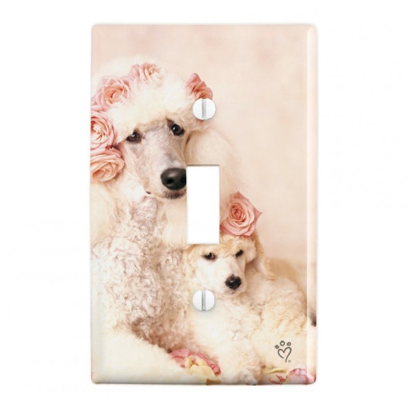 Poodles Mother And Daughter Puppy Dog Plastic Wall Decor Toggle Light Switch Plate Cover