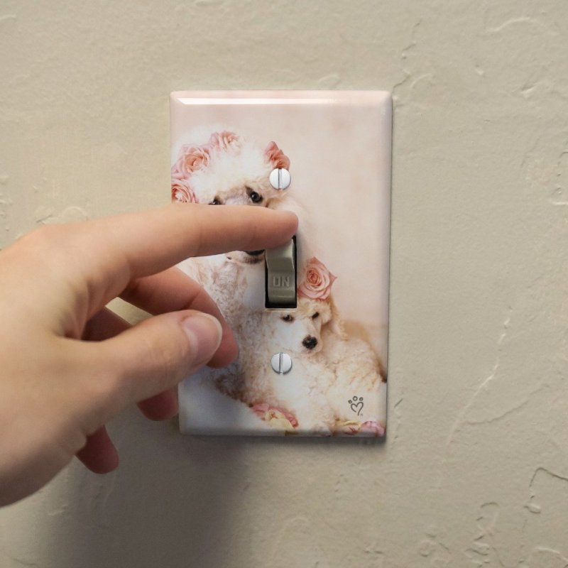 Poodles Mother And Daughter Puppy Dog Plastic Wall Decor Toggle Light Switch Plate Cover