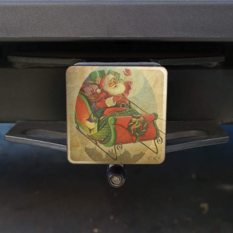 Christmas Holiday Retro Antique Santa Sleigh Tow Trailer Hitch Cover Plug Insert