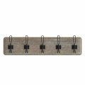Flash Furniture Daly Wall Mounted Storage Rack Weathered Solid Pine Wood 24 Inch 5 Hanging Hooks For Entryway Kitchen Bathroom 