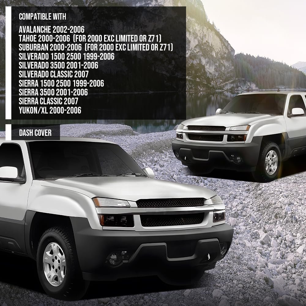 Tpe Dash Cover Skin Cap Gray For Chevy Silverado Gmc Sierra 1500 2500 1999 2006 And Classic 2007 Fits Tahoe Suburban Yukon Xl