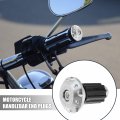 X Autohaux 1 Pair 7 8 22mm Motorcycle Hand Grips Handlebar End Slider Caps Plugs Aluminum Alloy Silver Tone