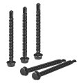 50pcs 14 X 3 Self Drilling Screws 410 Stainless Steel Tapping For Metal Black Oxidation Finish Hex Washer Head Sheet 