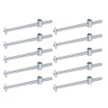 10pcs Bed Frame Bolts M6 X 90mm Hex Socket Head Screws Barrel Nuts Bunk Furniture With Rice-shaped Nut For Chairs Cots Silver 
