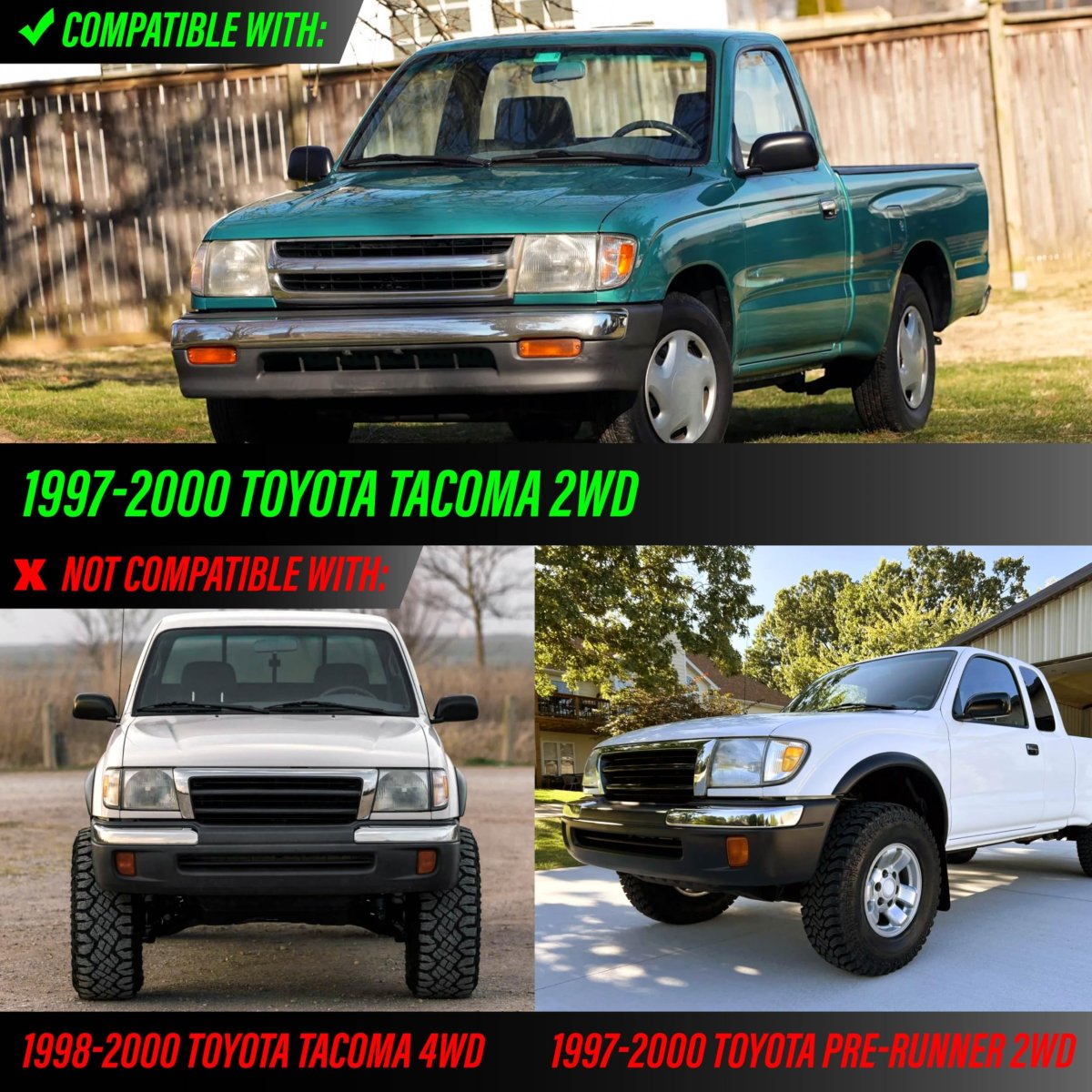 Usr 97-00 Tacoma 2wd Corner Lights A Front Parking Lamps Left Right Pair For 1997-2000 Toyota 2 Wheel Drive Only Pickup Truck