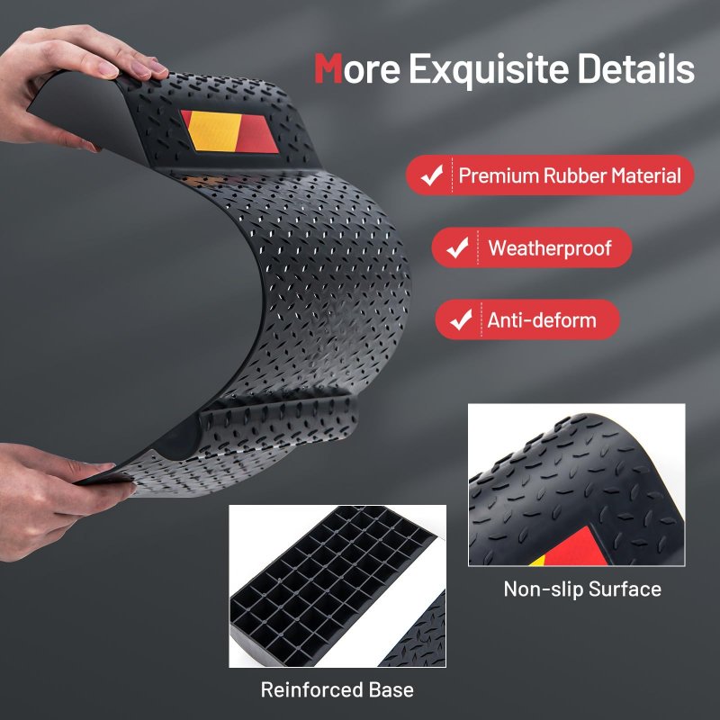 Goplus Garage Parking Stops 2 Pack Mat With Adhesive Tape Mounting Bolts Reflective Strips Non-slipping Surface Anti-skid Wheel