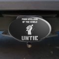 Poor Spellers Of The World Untie Unite Funny Humor Oval Tow Trailer Hitch Cover Plug Insert