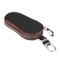 Kimiss Universal Car Key Case Holder For Auto Keys Pu Leather Zipper Storage Bag Cover Black Compact Design Protects From