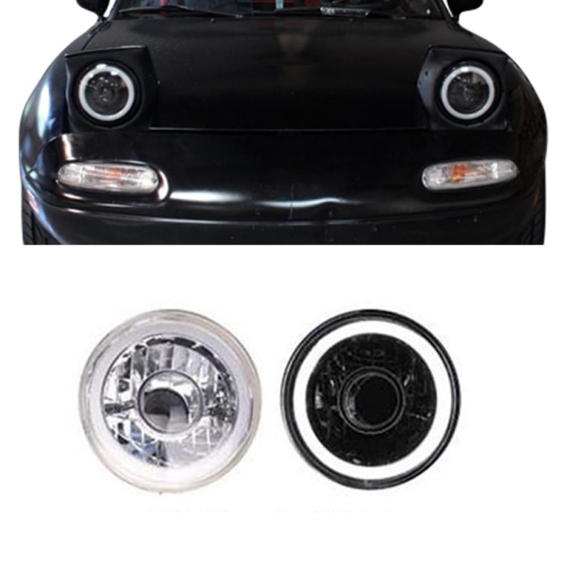 Head Lights For Most Vehicles Universal 7 Inch Round Chrome With White Ccfl Halo Headlight Conversion By Ikon Motorsports