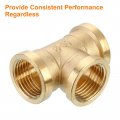 Uxcell Brass Tee Pipe Fitting 1 2 X Npt 3 Way T-connector For Gas Transport Connect Pipelines 2pcs