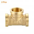 Uxcell Brass Tee Pipe Fitting 1 2 X Npt 3 Way T-connector For Gas Transport Connect Pipelines 2pcs