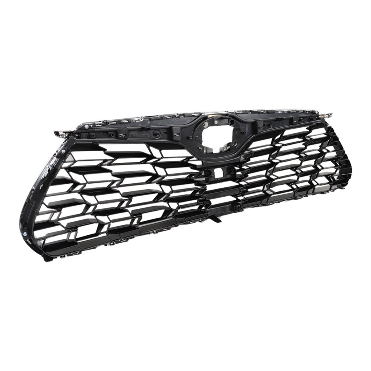 Front Bumper Chrome Grille Mesh Honeycomb Grill With View Camera Hole Replacement For 2020 2021 2022 Highlander Sport Utility 4