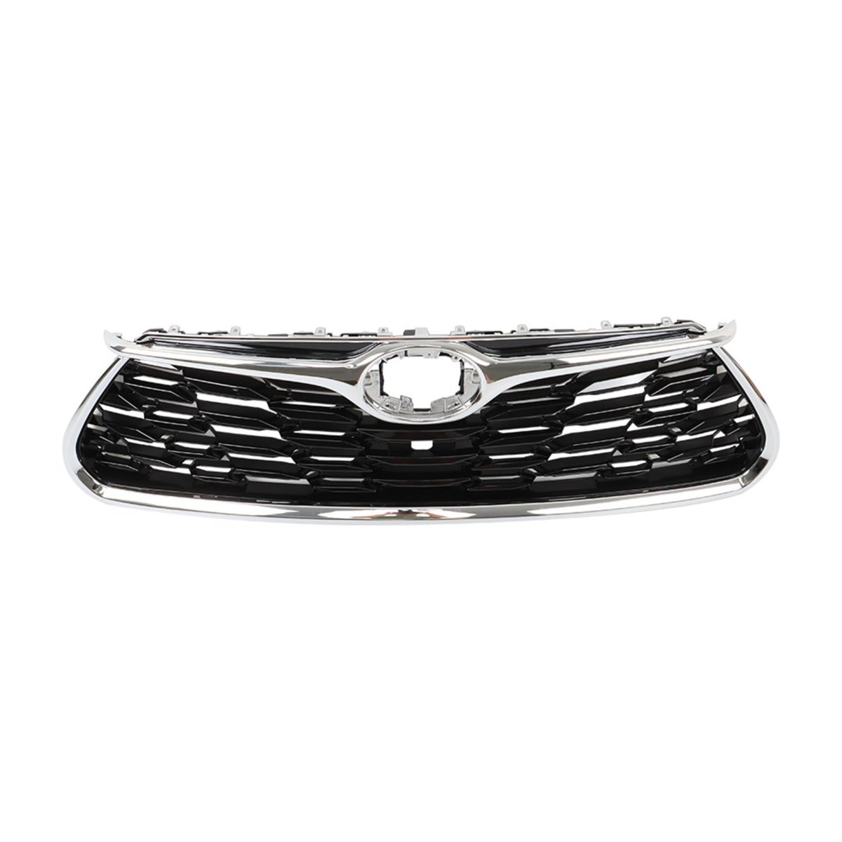 Front Bumper Chrome Grille Mesh Honeycomb Grill With View Camera Hole Replacement For 2020 2021 2022 Highlander Sport Utility 4